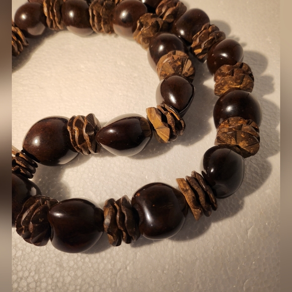 Vintage Genuine Hawaiian Dark Brown / Black Kukui Nut Lei Necklaces (2) - EUC - Picture 4 of 10